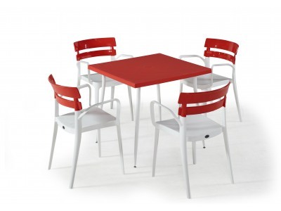 Градински комплект BERMUDA set 4 (бяло/червено)